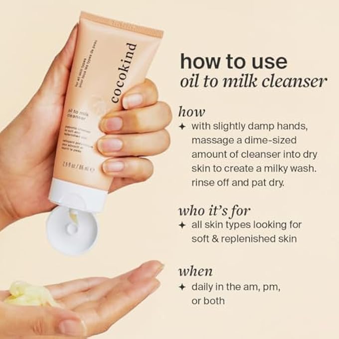Cocokind OIL TO MILK FACE WASH, OIL BASED CLEANSER AND OIL MAKEUP REMOVER - CLEANSING OIL, CLEANSING MILK AND CREAM CLEANSER FOR FACE - Image 3